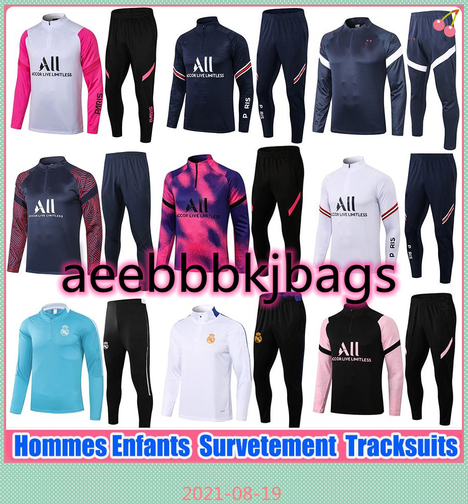 

2021 2022 MESSI Tracksuit Real Madrid Men Football Training Suits 20 21 22 HAZARD Soccer MBAPPE PARIS BENZEMA Survetement Maillots de Foot E, Paris 21 22 white j