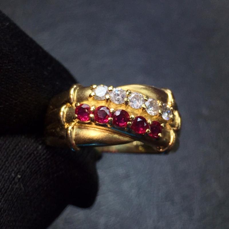 

Cluster Rings Fine Jewelry 18K Rose Gold Real Natural 0.35ct Pigeon Blood Red Ruby Diamond Wedding Engagement Female For Women Ring, Golden;silver