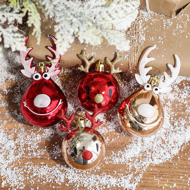 

Christmas Decorations 2pcs Ornaments Imitation Metal Plastic Ball Santa Claus Elk For Home Decoration Holiday Party Supplies Backpack Strap