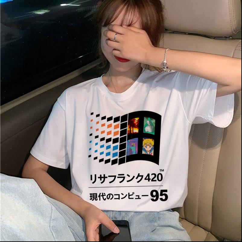 

vaporwave fashion grunge aesthetic harajuku womens t shirt ullzang 90s graphic hip hop girl summer tees female, White