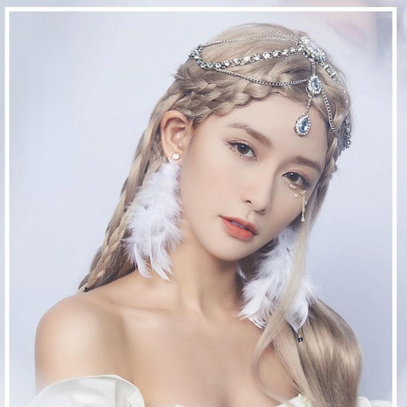 

Hair Clips & Barrettes Luxury Bohemian Style Headdress Accessories Female Super Fairy Adult Ethnic Head Chain Crystal Bride Headpiece, Golden;silver