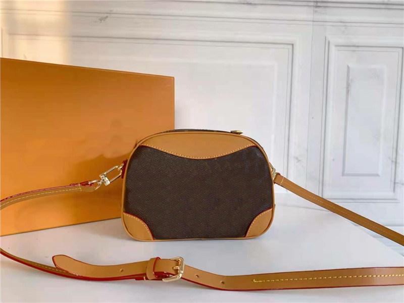 

Famous Factory Top Quality Designer Deauville Mini Bucket bags Vintage Floral Printing Calf Leather Shoulder bag Brown stitching Cross Body Fashion Wallets Purse