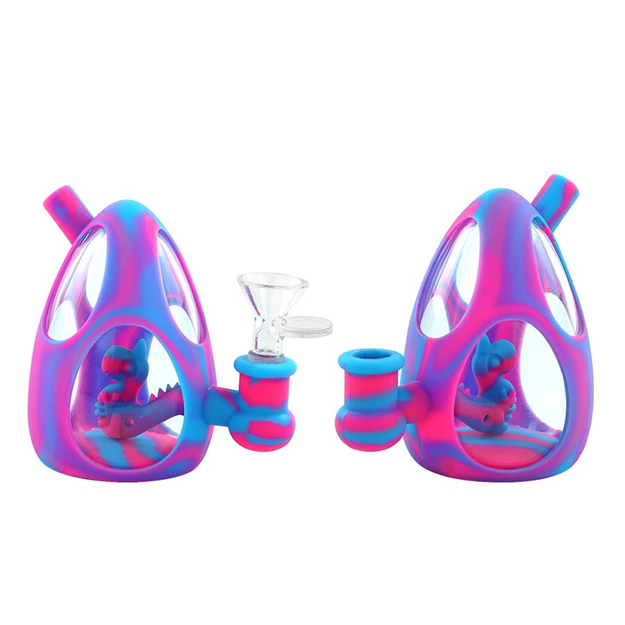 

Glass Bong 4.4inch Water Pipes oil rig hookahs silicone smoking hand pipe egg shape