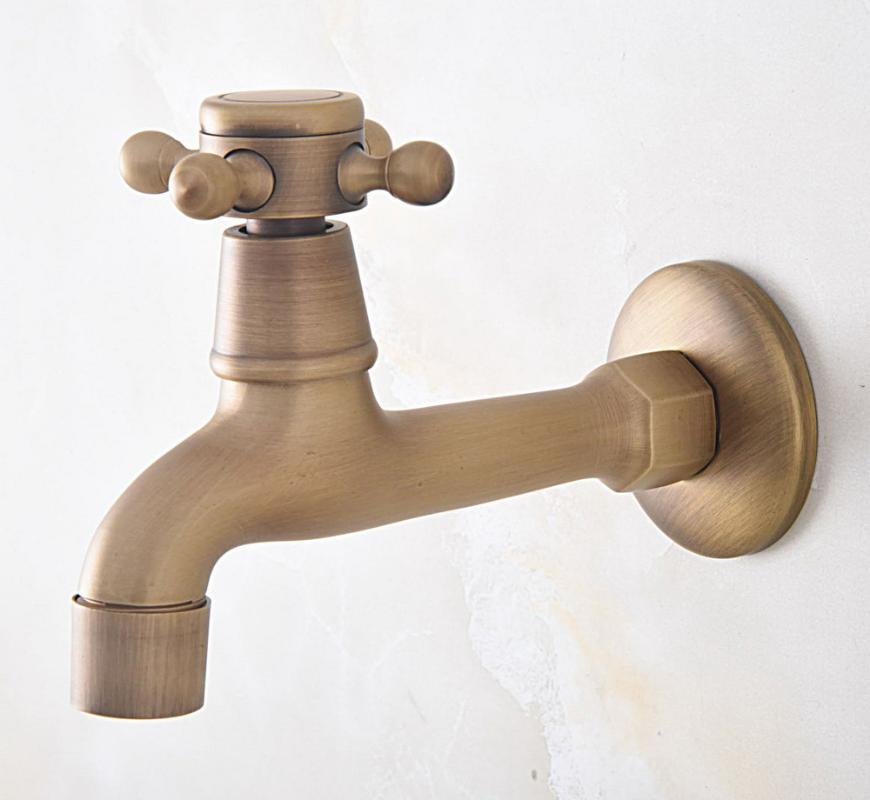 

Bathroom Sink Faucets Antique Brass Single Cross Handle Wall Mount Mop Pool Faucet /Garden Water Tap / Laundry Taps Mav315