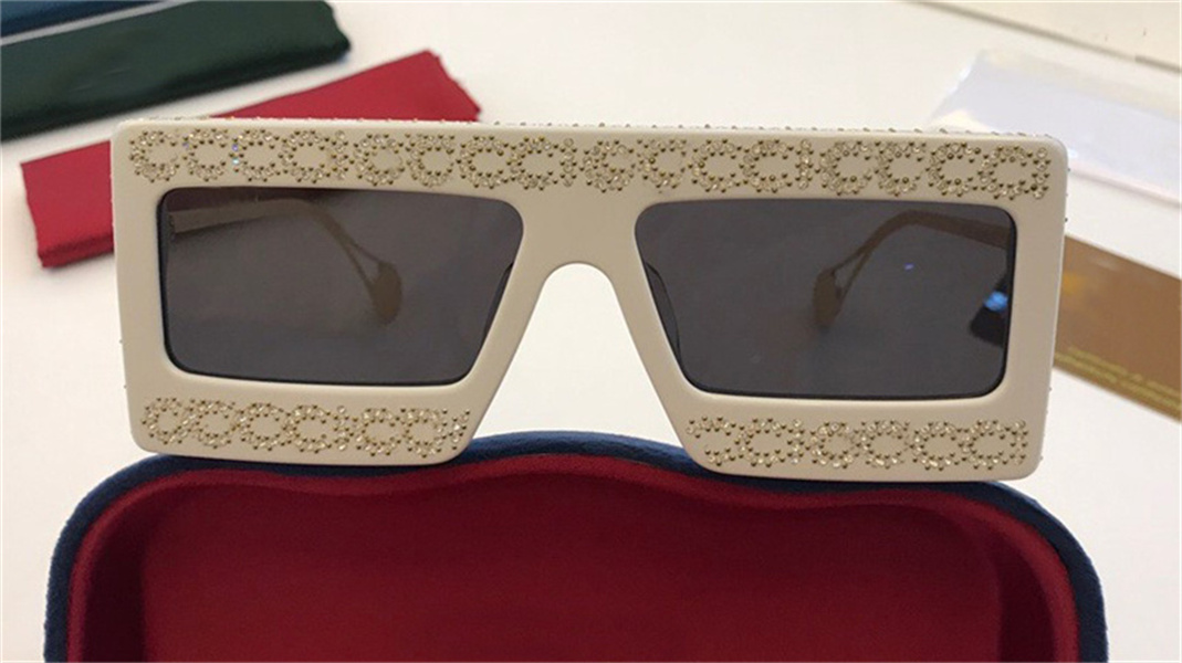 

Women design sunglasses 0431 sparkling crystal diamond small square frame high quality UV400 glasses fashion avant-garde eyewear