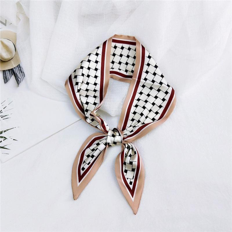 

Scarves Design Dot And Striped Skinny Scarf Women Bag Silk Head Wrist Towel For Ladies Band, Blue;gray