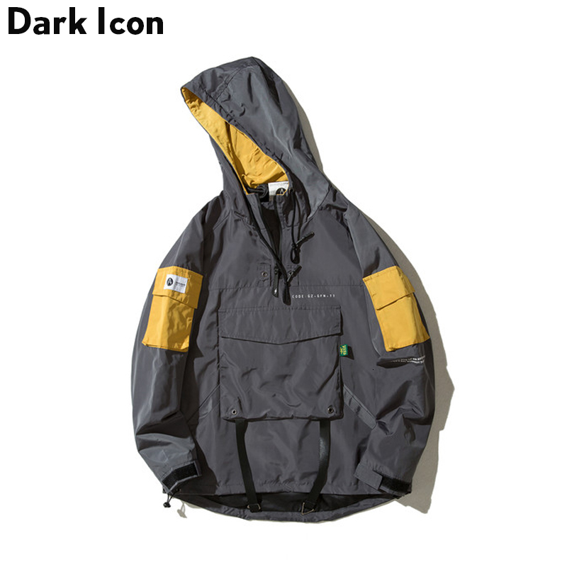 

Men's Jackets Men Front Pocket Thin Style Casual Autumn Streetwear Mens Clothing GKB0, Gray