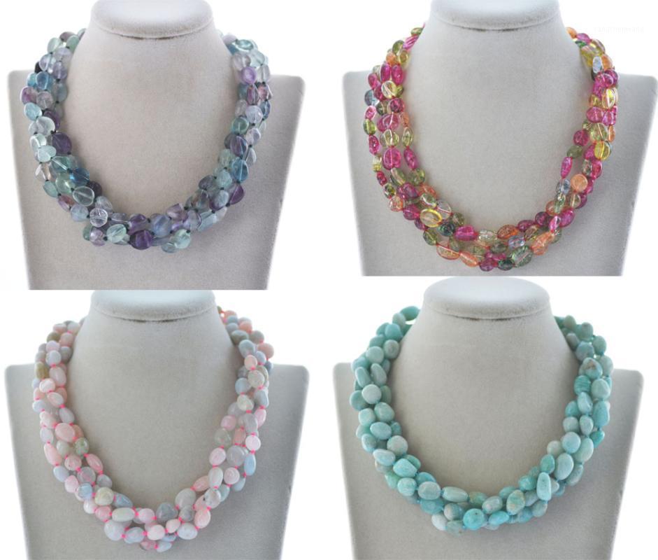 

4Row 18" 13mm Natural Baroque GEMSTONE Necklace Magnetic Chains