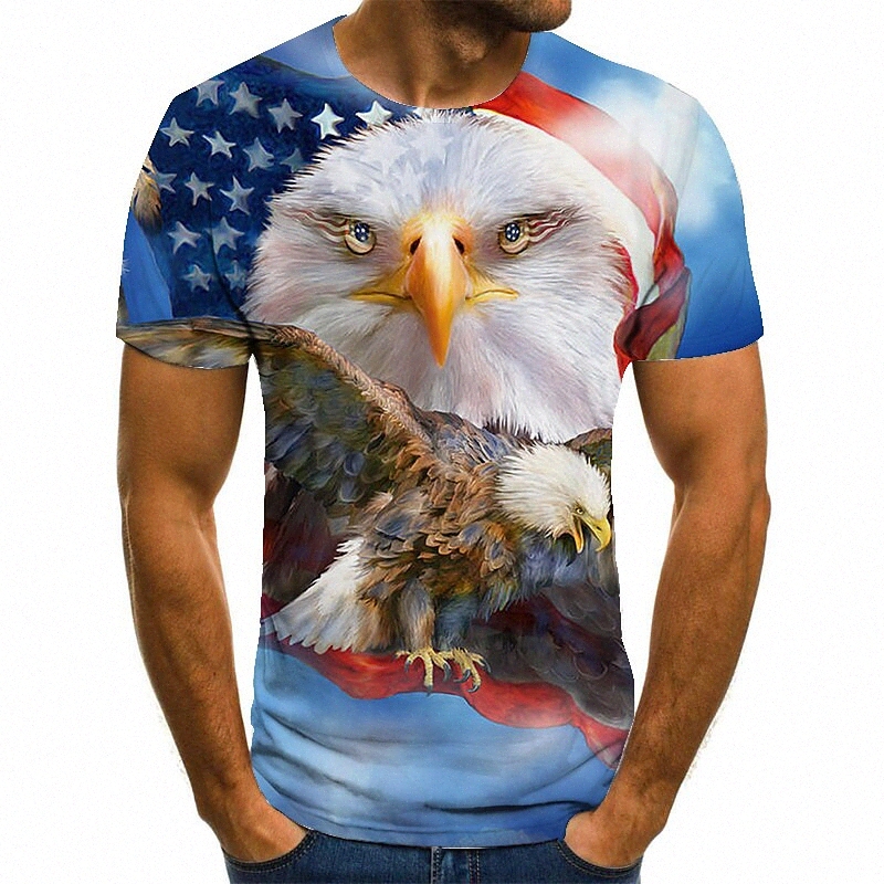 Men's Unisex Tee T shirt Shirt 3D Print Graphic Prints Eagle Plus Size Round Neck Casual Daily Print Short Sleeve Tops Basic Fashion Designe