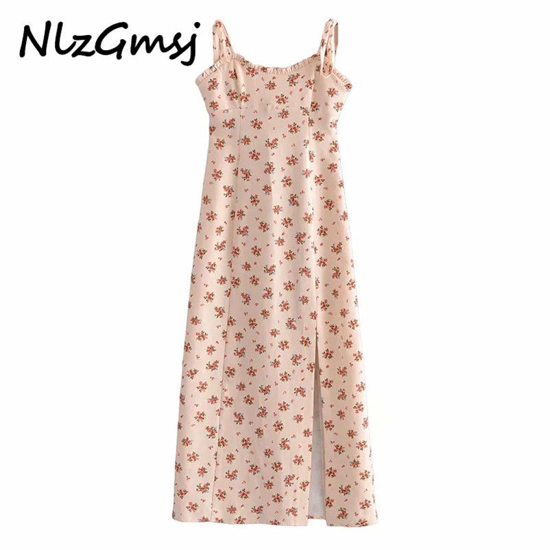

Women Dress Vintage Flower Print Sexy Split Vestidos Retro es Slim Chic 04 210628, As picture