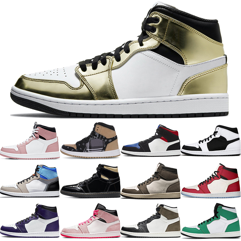 

new arrive men 1s basketball shoes 1 women Prototype Black Gold Cactus Jack Chicago 2021 Court Purple Crimson Tint Dark Mocha Lucky Green outdoor sneakers