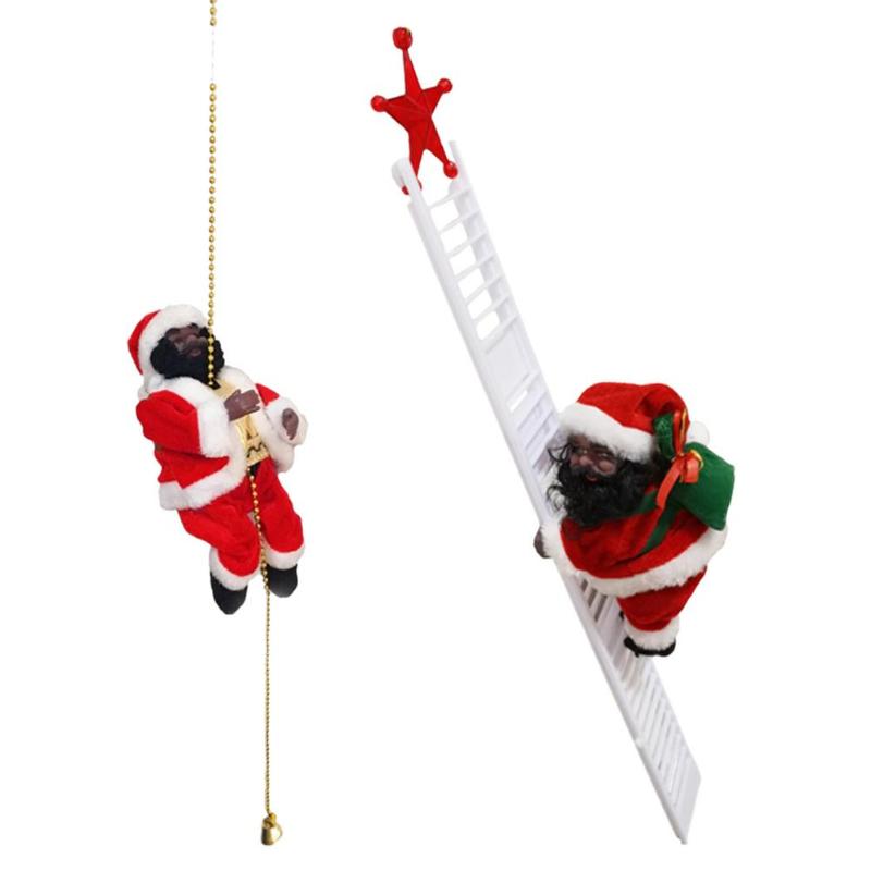 

Christmas Decorations Santa Claus Climbing Ladder Decoration Battery Operated Ornament Plush Doll Decor For Tre