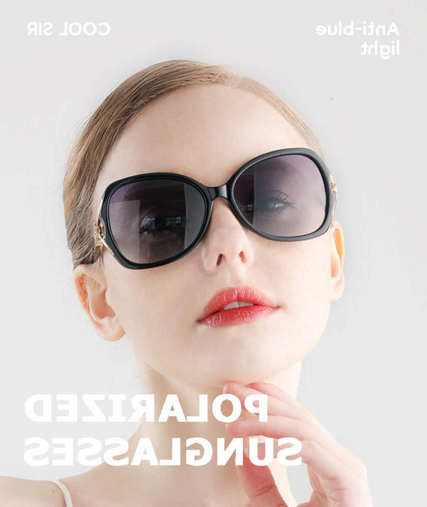 

sunglasses Fashionable sun frames polarized Coolsir HD TAC cream Ladies style clover pearl driving sunglasses 5color, Black