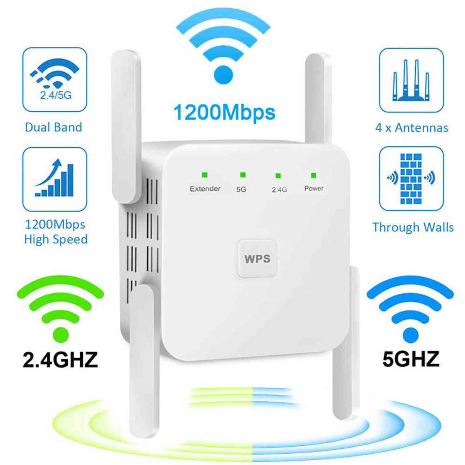 

5G Router WiFi Range Repeater Extender Wireless Wi-Fi 802.11N Booster Amplifier 2.4G/5Ghz Network Long Signal 1200/300Mbps G1109