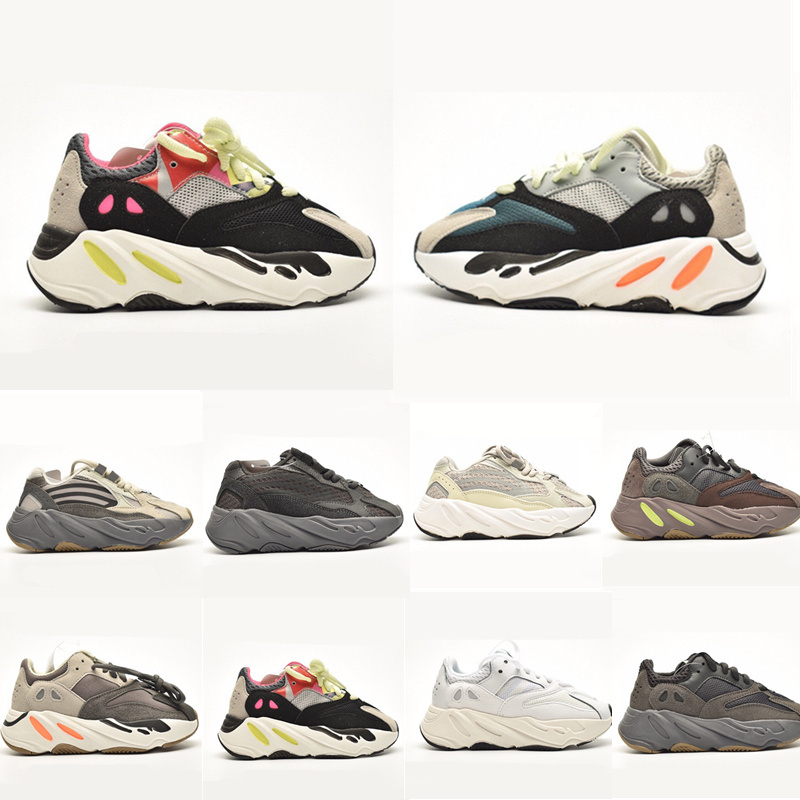 

2021 Wave Runner Solid Grey Inertia Mauve Baby Outdoor Shoes Kanye West kid 7oo Weaving Sneaker Boy Girl Toddler Chaussures Pour Enfant Size 26-35, Black