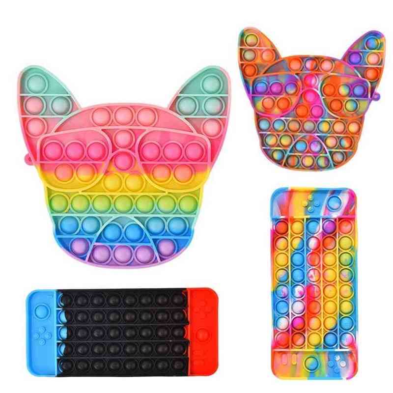 

Tie Dye Rainbow Fidget Cartoon Poo-its Board Game Finger Toys Bull Terrier Mobile Phone Gamepad Shape Push Bubble Popper Puzzle Early Educational Toy G83ZB6L, Classic handle