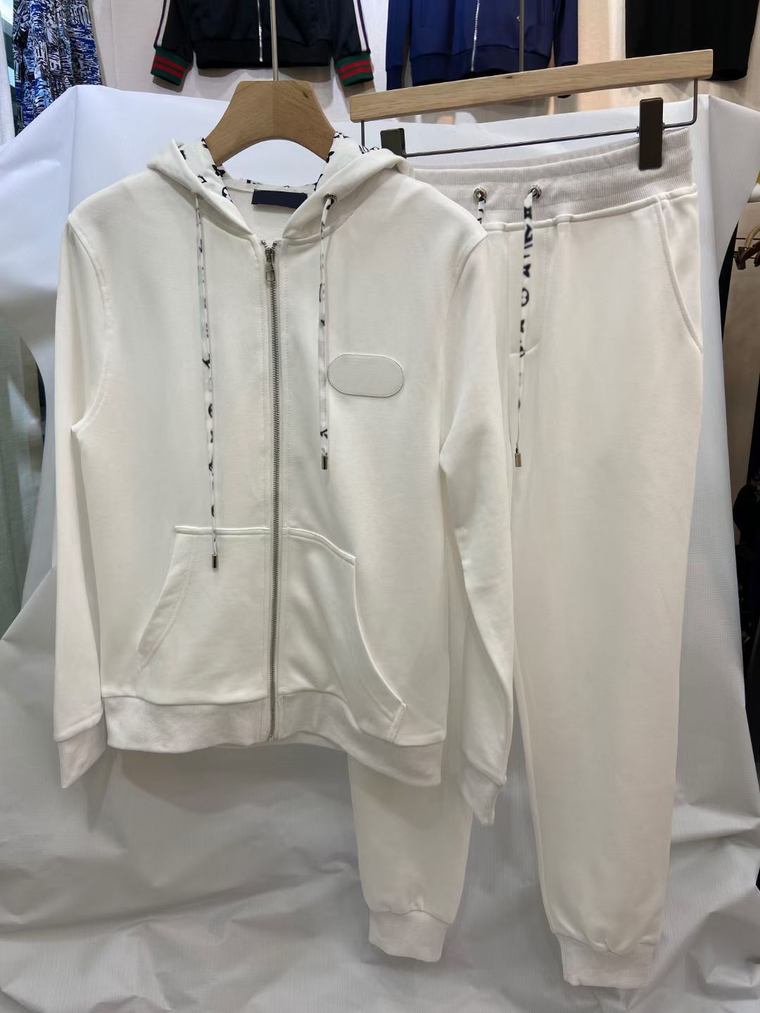 

top quality men cotton tracksuit slongsleeve casual sportsuit asian size m-3xl black and white color, 001