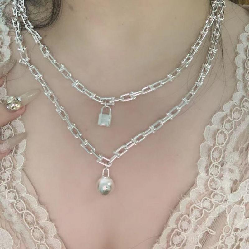 

Chains High-quality Jewelry Original S925 Sterling Silver Necklace Ball U-Shaped Fashion Ladies Classic Fine Gift