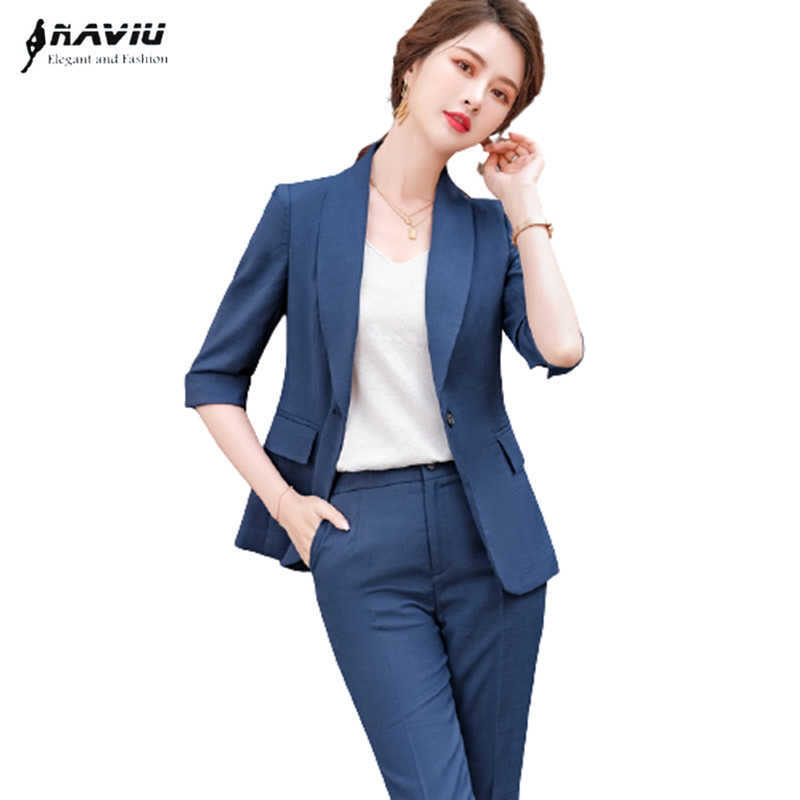 

Naviu Fashion Elegant Women Half Sleeve Suit Summer Uniform Two Option Single Blazer or Jacket and Trousers Set 210604, Black blazer