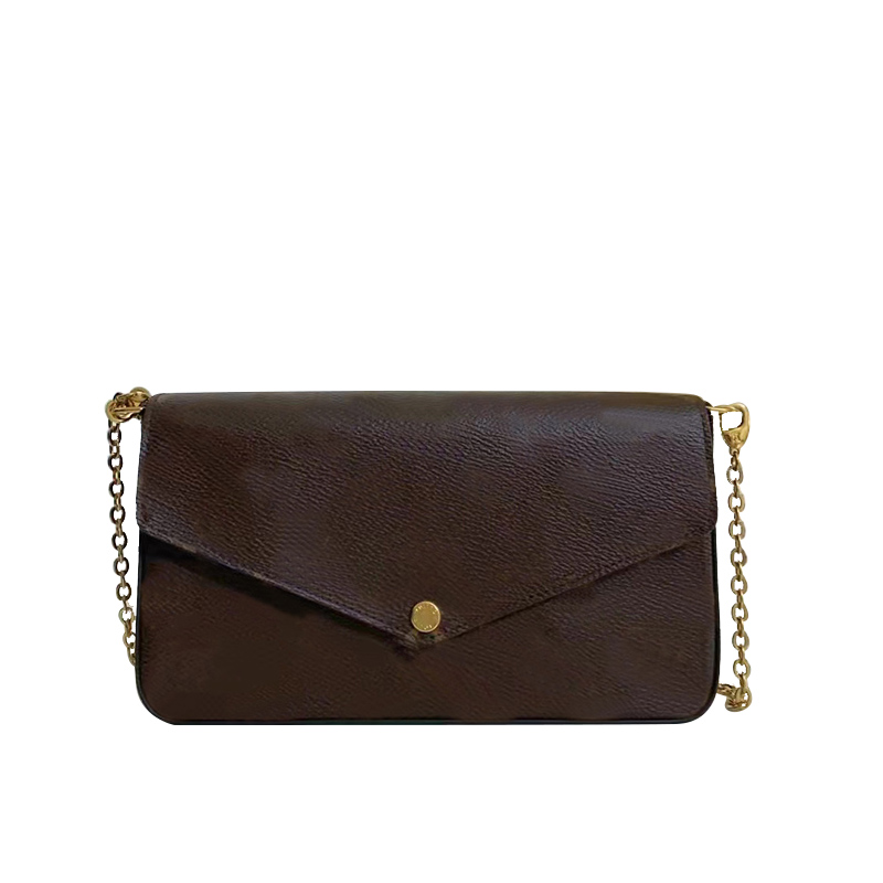 

2022 new style 3-piece set luxurys handbags chain shoulder bag Genuine Leather designers crossbody women purses and purse famous brand Lvs Bag Multi Pochette, Brown