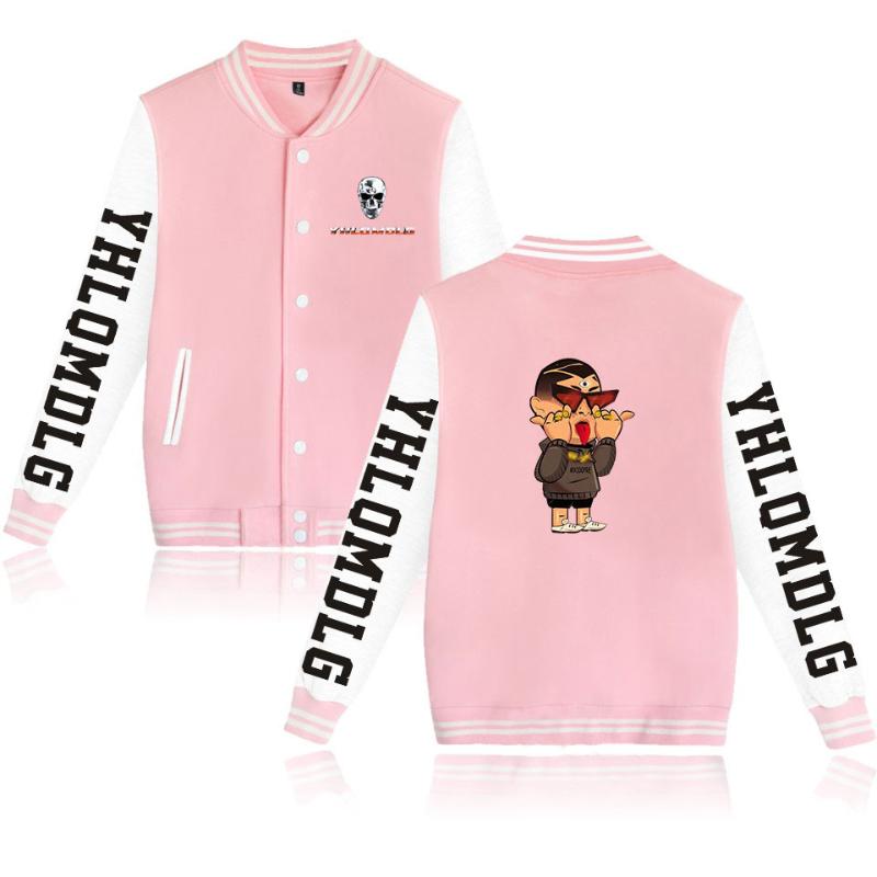 

Men's Hoodies & Sweatshirts Rapper Hip Hop Bad Zip Up Baseball Uniform Fleece Jacket Women Men Harajuku Pink Sweatshirt Streetwear, 001