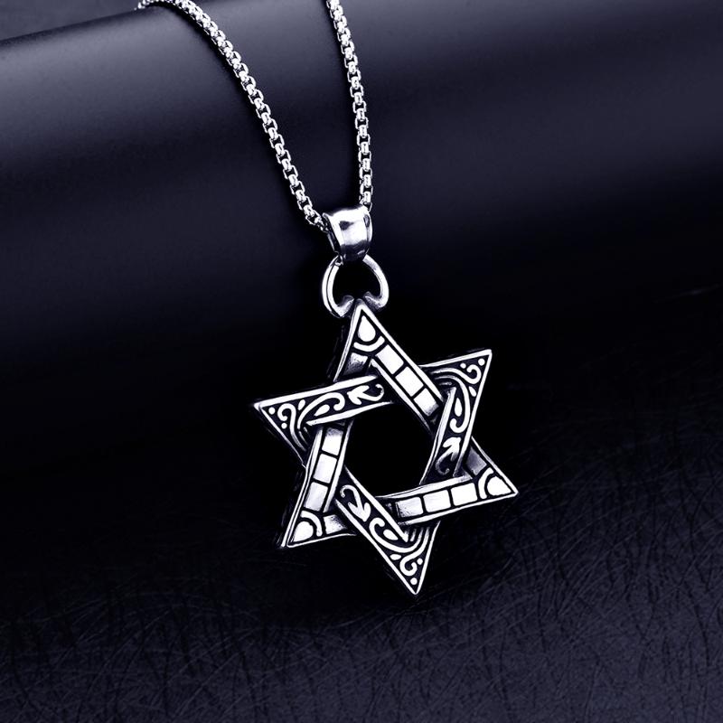 

Pendant Necklaces 316L Titanium Steel Six-pointed Star Necklace Vintage Punk Rock Jewelry For Men Christmas Gifts Drop