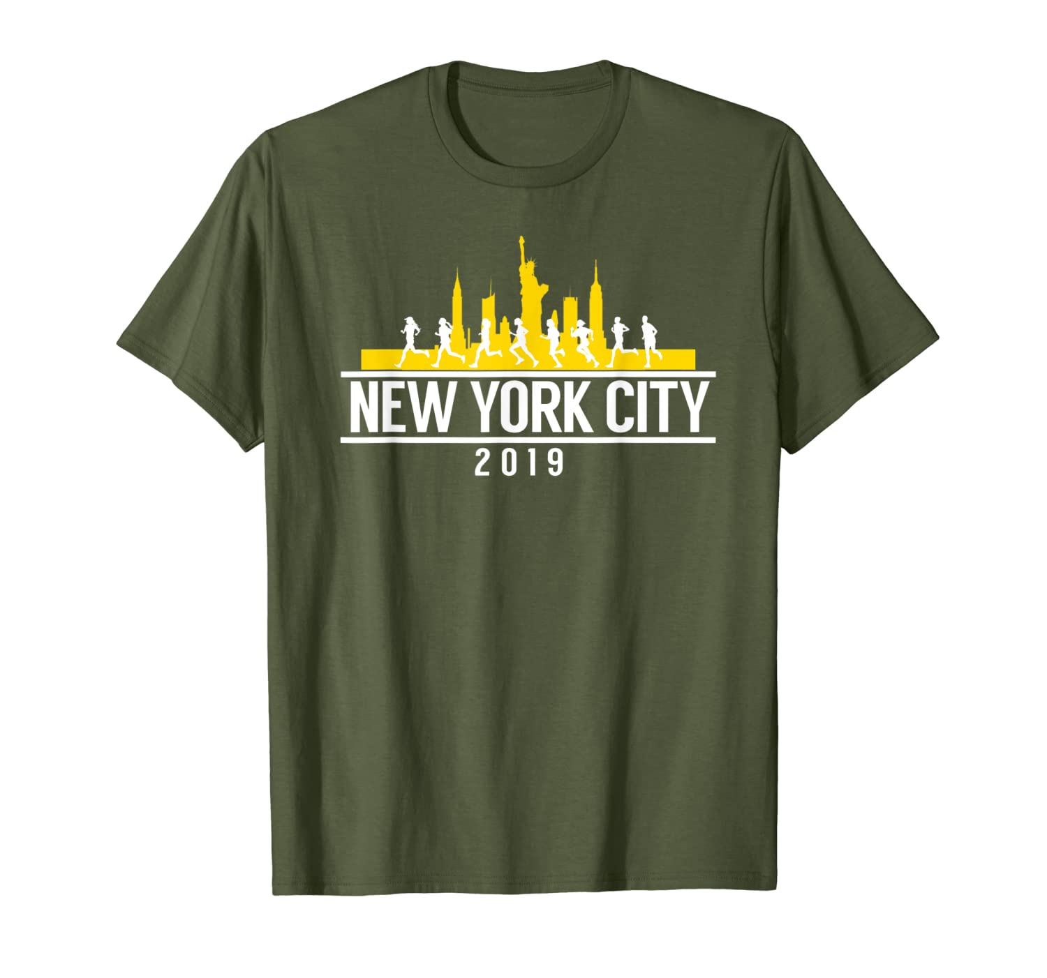 YELLOW New York City 2019 Skyline Marathon T-Shirt-image-703592920