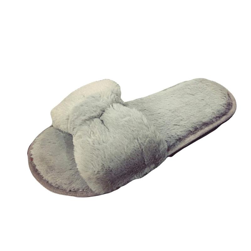 

Slippers Leisure Home Women Warm Solid Bow Knot Plush Soft Indoors Floor Bed Room Shoes Full Of Elastic For Easy To Wear A50, Beige