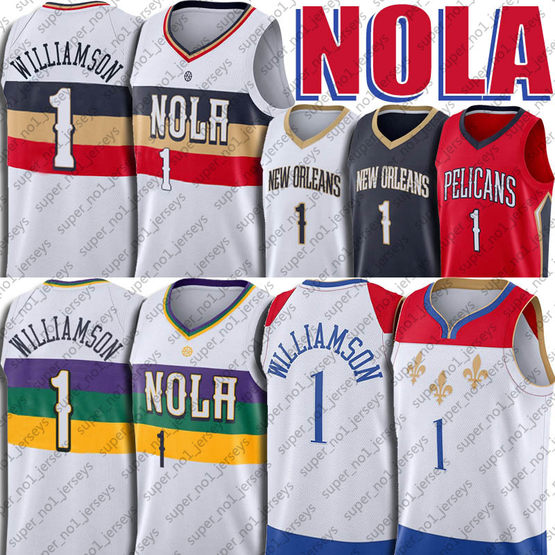 

Zion 1 New Williamson Jersey Orleanses Jerseys 2021 Season Lonzo Basketball Ball Uniform NOLA CITY Statement