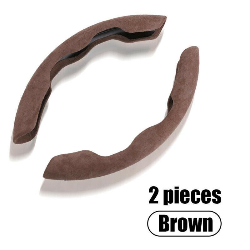

Steering Wheel Covers 1 Pair 37-38cm Car Grip Cover Brown Non-Slip Plush Universal Auto Interior Accessories