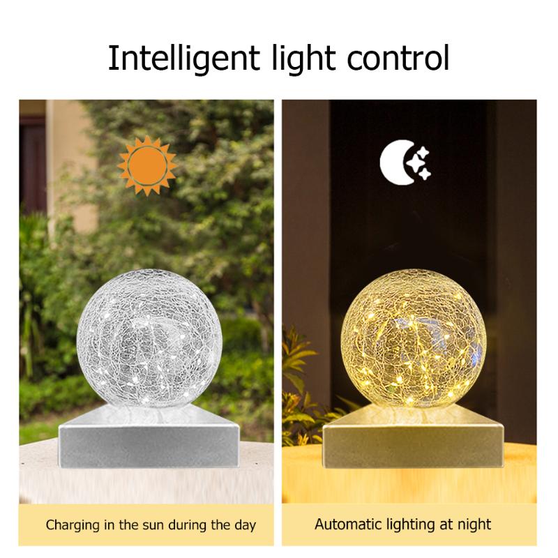 

Solar Lamps LED Glass Ball Garden Decor Under Ground Lamp Wireless Crackle Light Warm White Night Modern Craft