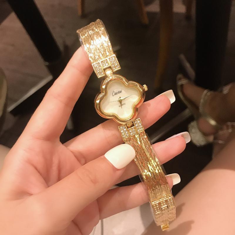 

Wristwatches Women Watches 2021 Top Gold Ladies Watch Four Leaf Clover Original For Female Clock Relogio Feminino