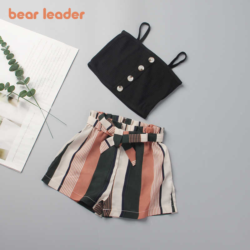 

Bear Leader Girls Fashion Clothing Sets Summer Kids Cute Suit Solid Botton Vest and Striped Pants Outfit Baby Casual Clothes 210708, Ah4483 brown