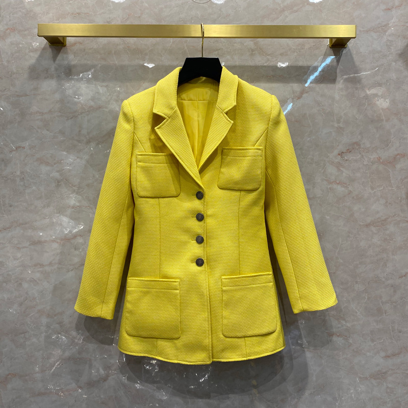 

Women's Jackets European style blazer 2021 high quality spring 100% lining silk tweed coat for woman c745, The pictures