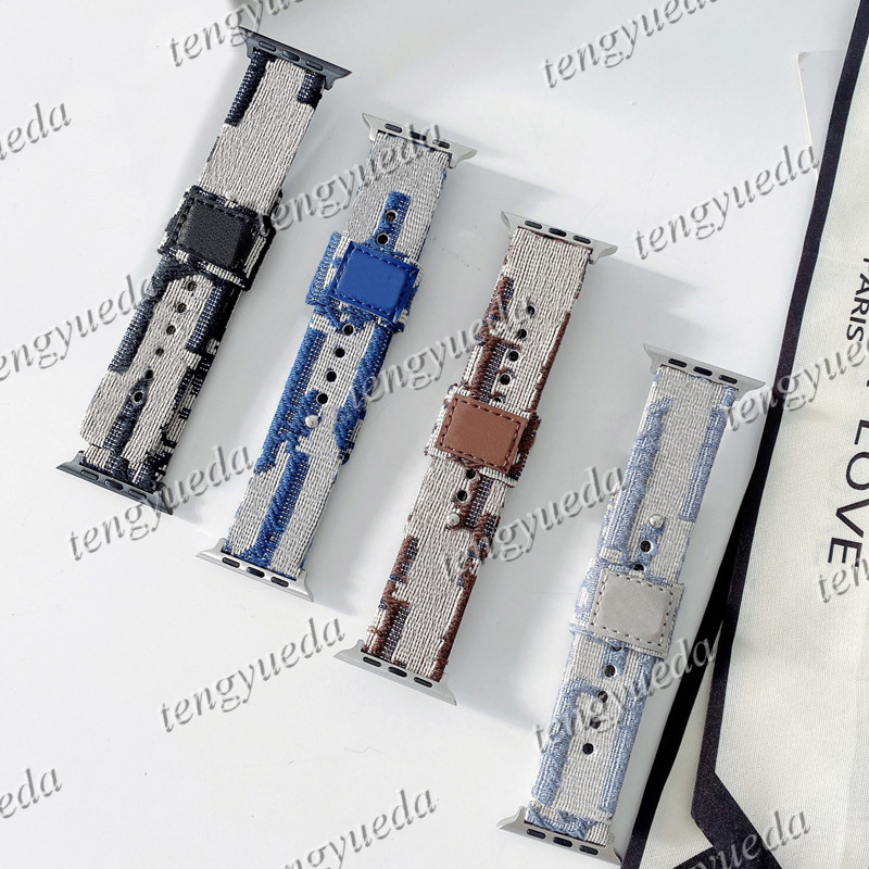 

Fashion Luxury Designer Watch Straps 38 40 41 42 44 45 mm for Smart Watches Series 1 2 3 4 5 6 High Quality Embossed Leather Pattern Bands Deluxe Wristband Watchbands