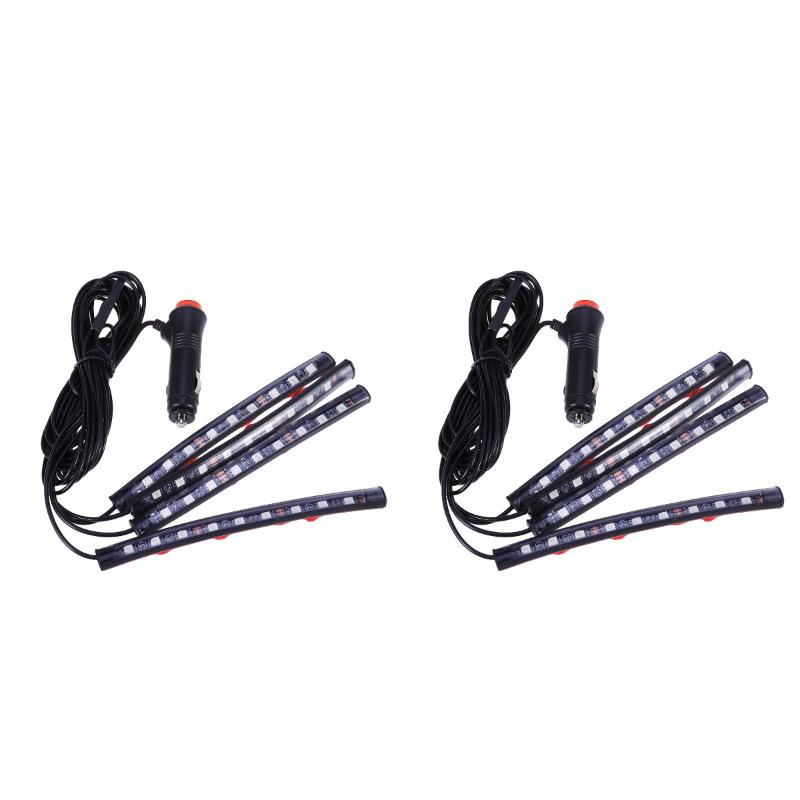 

Interior&External Lights 2pcs Car Interior Atmosphere Neon Lamps Strip 36-LED Cigarette Lighter - Green Light (Black)