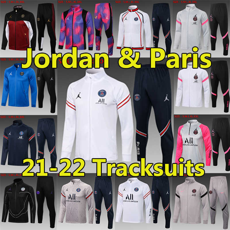 

21/22 Jordan Paris Soccer Tracksuits Jerseys psg MESSI MBAPPE HAKIMI SERGIO RAMOS VERRATTI football jacket 2021 2022 Adult Kids Kit Hoodies, Black
