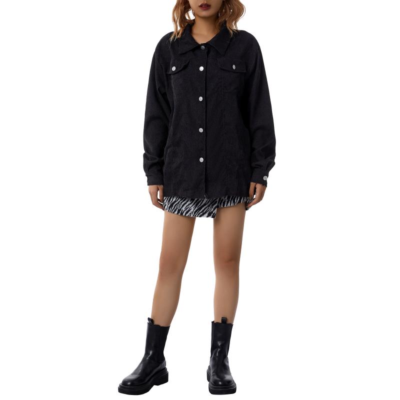 

Women's Jackets Women Plaid Shirt Jacket, Adults Single-breasted Long Sleeve Lapel Slit Cardigan With Pocket Clothing, Black;brown