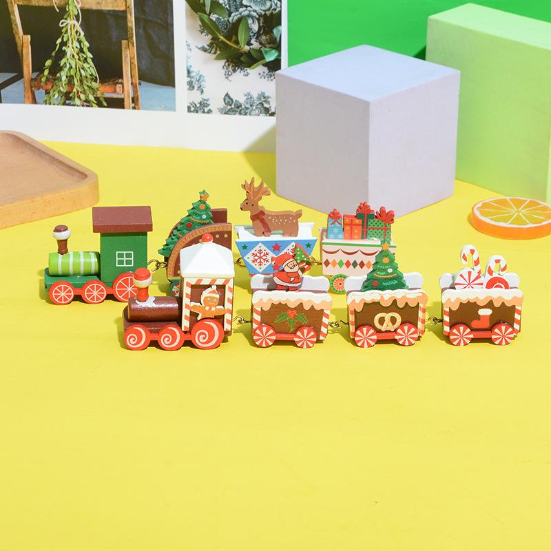 

Christmas Decorations Wooden Little Train Children Toys Kids Gifts Merry Table Decoration For Home Year Xmas