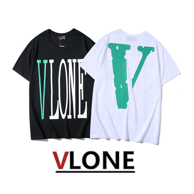 

Chao brand vlone hemp leaf green large V short sleeve T-shirt for men and women, White