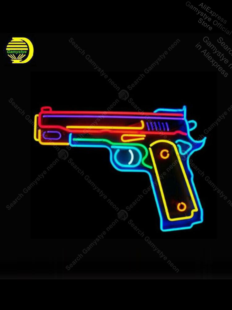

Neon sign For gun GAme room display Neon Bulbs sign handcraft Iconic Beer bar Professional Neon Sign Light Shopping Hall