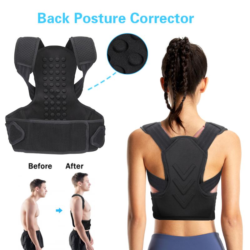 

Back Support Adjustable Posture Corrector Belt Humpback Kid Pain Relief Shoulder Trainer Unisex Corset, Black