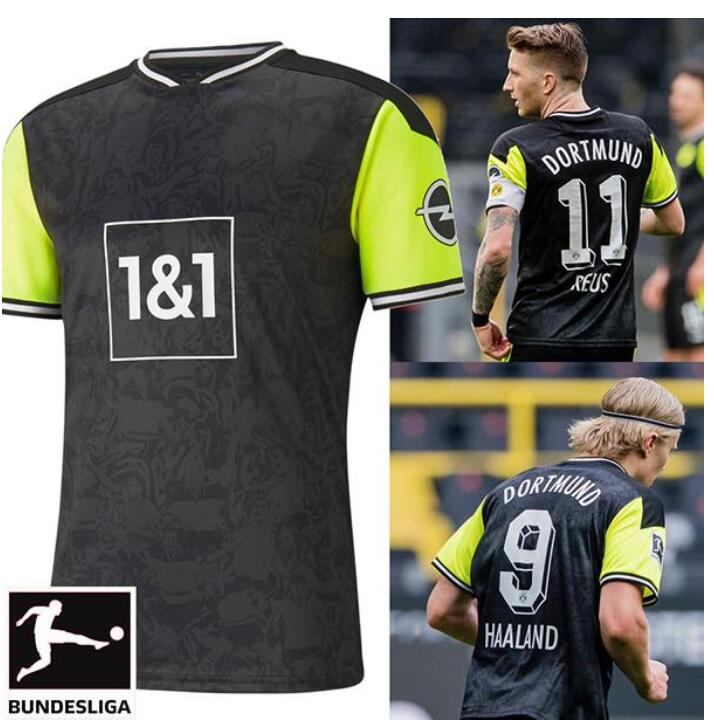 

HAALAND REUS Borussia 21 dortmund 4th soccer jersey 2021 football shirts BELLINGHAM SANCHO HUMMELS BRANDT maillot de foot men + kids kit, Black;yellow