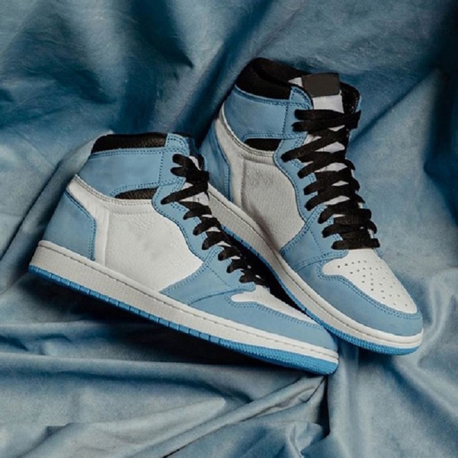 

With Box 1 High OG University Blue quality Mens Basketball shoes colorful soft womens UNC leather white back 555088-134 1s men women trainers sports sneakers 36-46, Color#1