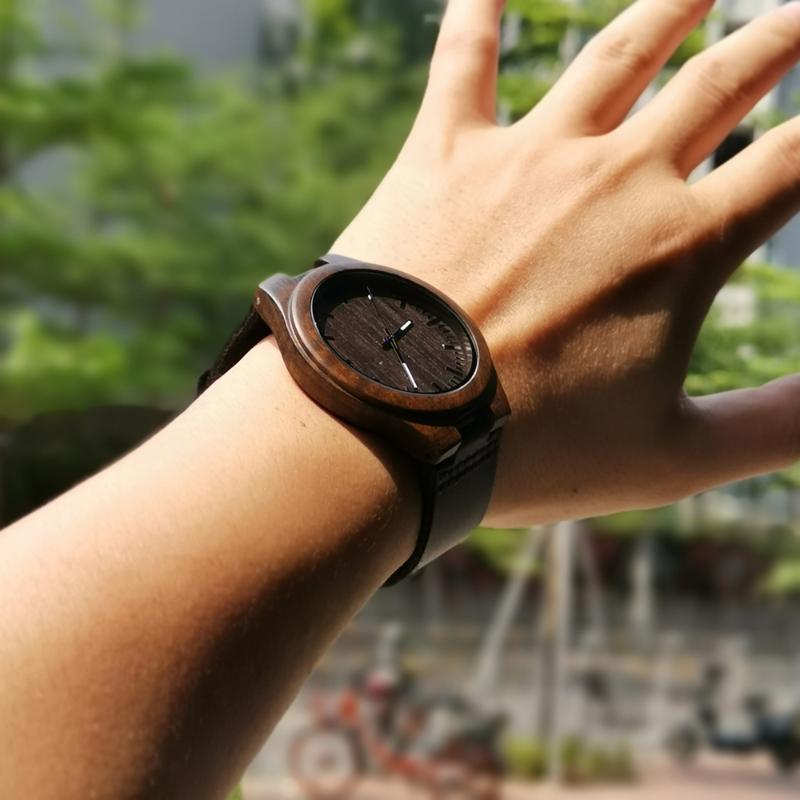 

To My Boyfriend-I Give You Love Unconditionally Engraving Leather Watch With Sandalwood Night Light Wristwatches, Slivery;brown