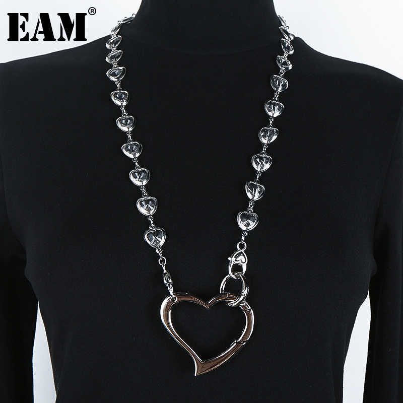 

[EAM] Women Rhinestone Decoration Metal Chain Necklace New Temperament Fashion Tide All-match Spring Autumn 2021 1DD3979 X0707