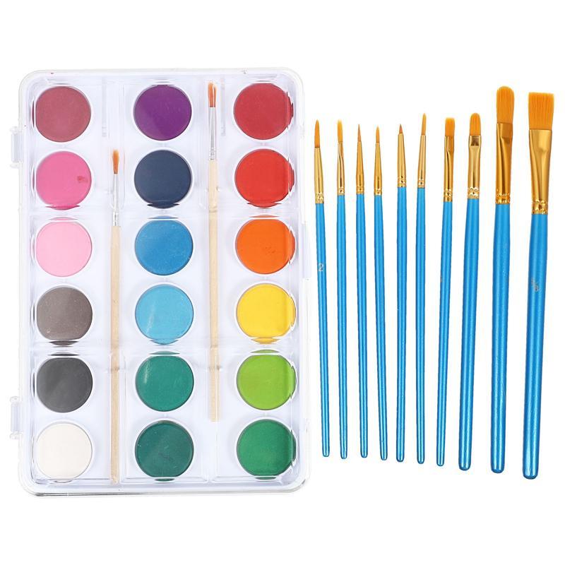 

Gift Sets 1 Set Watercolor Paint Plate Solid Pigment Powder Pan With Painting Pens