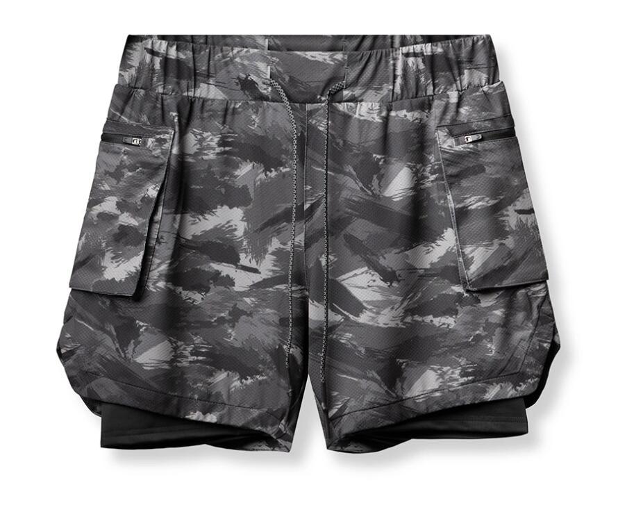 

Camouflage double deck shorts breathable black white basketball moisture wicking fashion men's outdoor sports leisure running fitness table tennis badminton, Make up the price difference