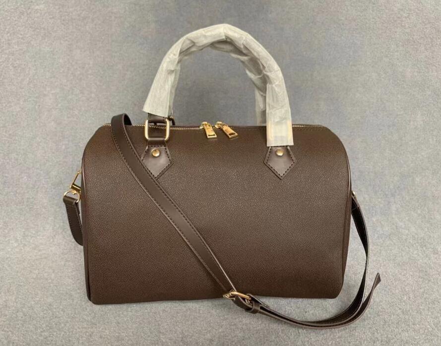 

Women 30cm with key locks designers tote duffle bags leather travel Handbags messenger crossbody woman shoulders bag purse Wallets, Brown florals