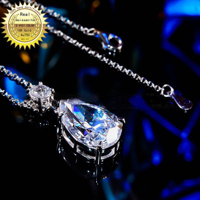 

Chains Solid 18K Gold Necklace 2ct Moissanite Diamond DVVS Color With National Certificate 0080, Silver
